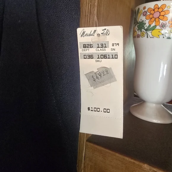 Dior Vintage Navy Blue Wool Pencil Skirt NWT - Picture 3 of 8